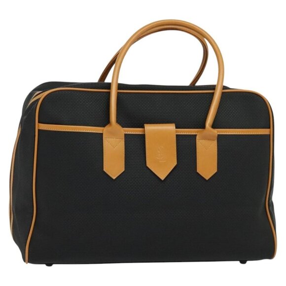 SAINT LAURENT Boston Bag PVC Leather Black Auth am8817 - Picture 1 of 16